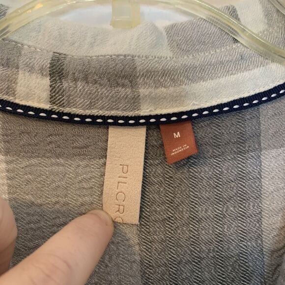 Pilcro Tunic Button Up Shirt Duster Plaid Long Sleeve Anthropologie Size Medium - Picture 7 of 16